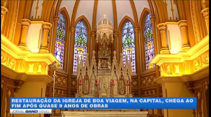 Jornal Band Minas apresenta a preparação para a reabertura da igreja Nossa Senhora da Boa Viagem