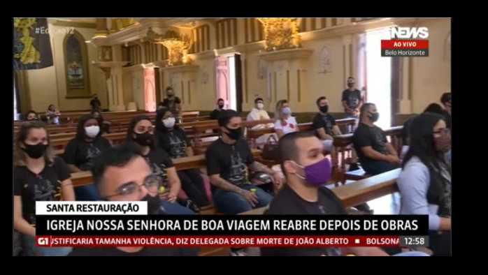 A reabertura da igreja da Boa Viagem foi destaque no noticiário nacional. Veja a reportagem da Globo News