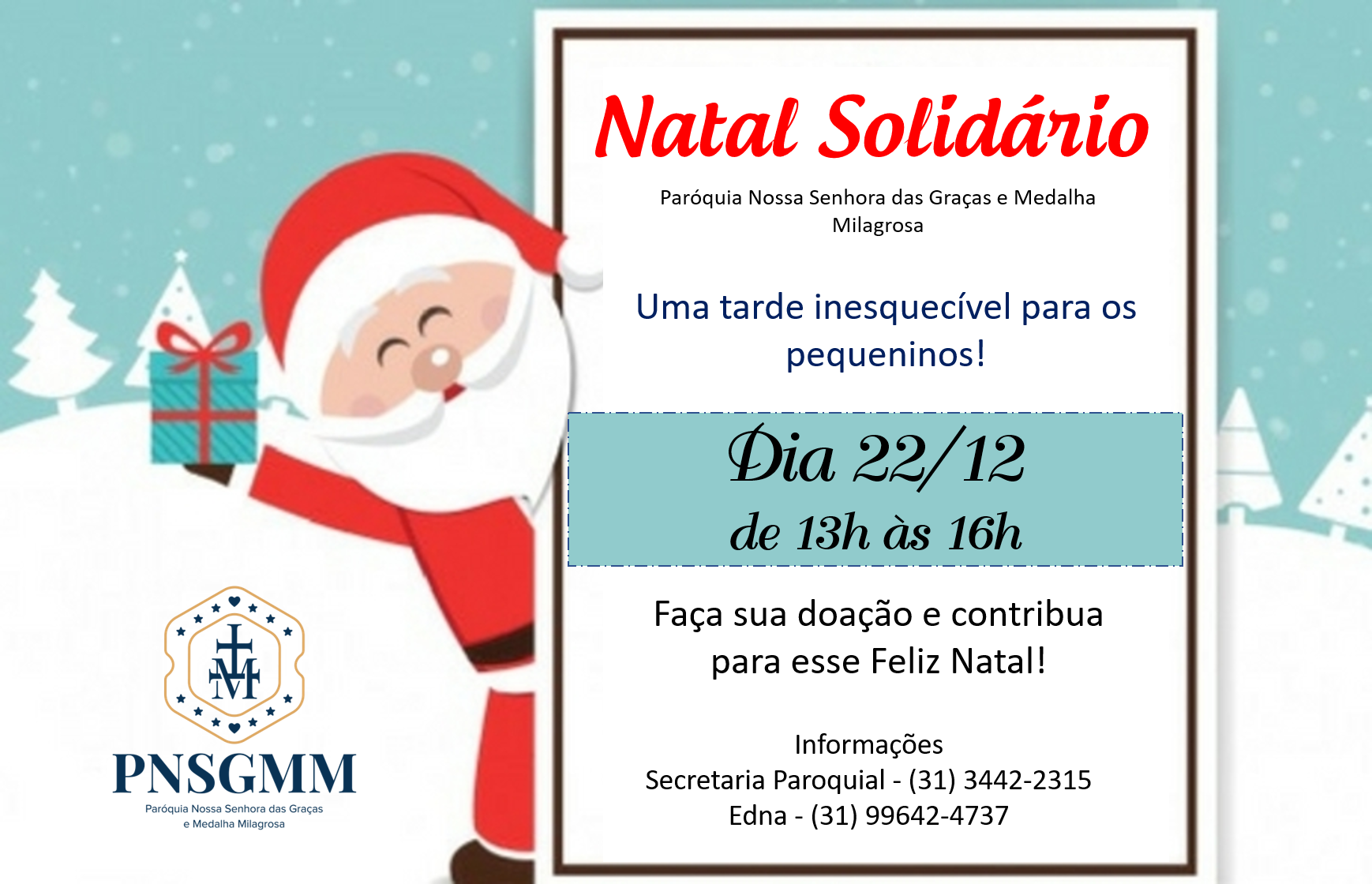 Vem aí o 27° “Natal Solidário” da paróquia Nossa Senhora das Graças e Medalha Milagrosa