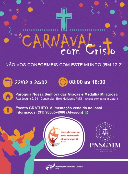 Carnaval com Cristo: confira a programação que terá início neste sábado (22)