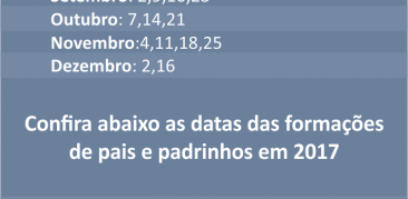 ABERTAS AS INSCRIÇÕES PARA BATIZADOS