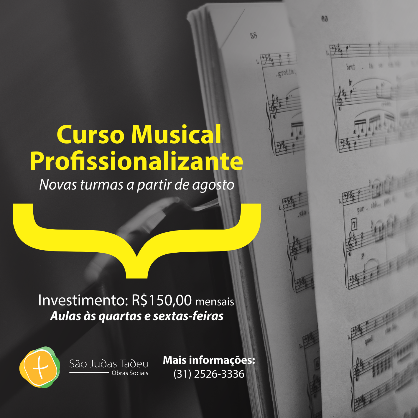 INSCRIÇÕES ABERTAS PARA CURSO MUSICAL PROFISSIONALIZANTE