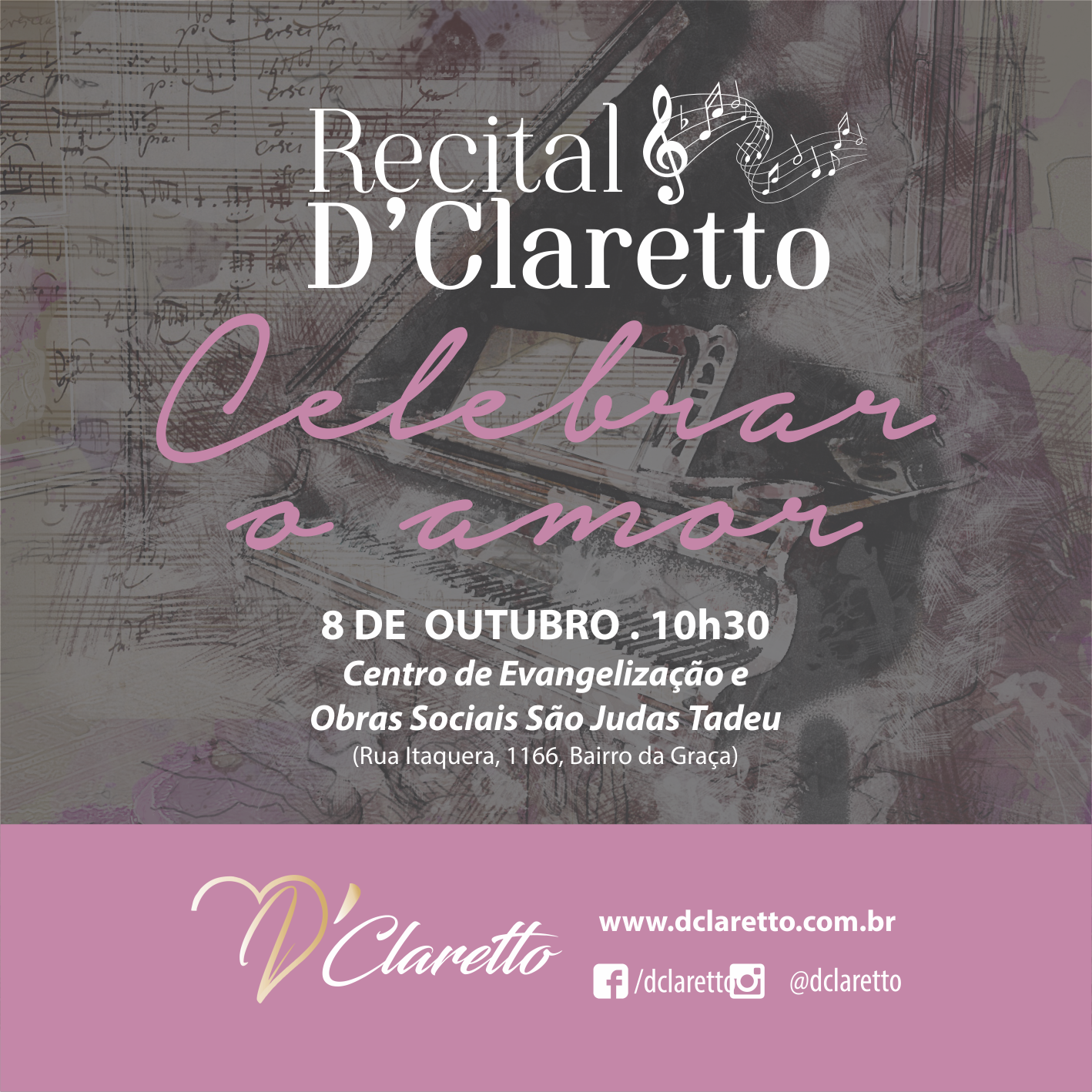 OBRAS SOCIAIS RECEBE O RECITAL D’CLARETTO – CELEBRAR O AMOR