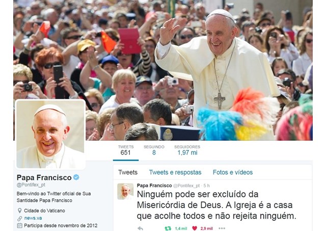 Mais de 40 milhões seguem o Papa no Twitter