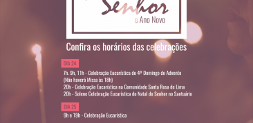 CONFIRA OS HORÁRIOS DAS CELEBRAÇÕES DE NATAL E ANO NOVO