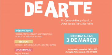 Estão abertas inscrições para Oficina De Arte nas Obras Sociais