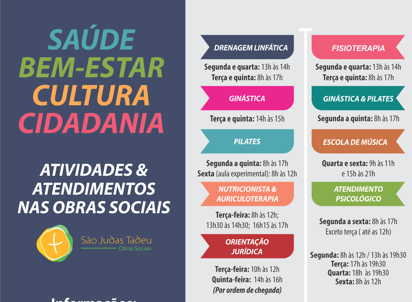 Obras Sociais São Judas Tadeu: cursos e atendimentos