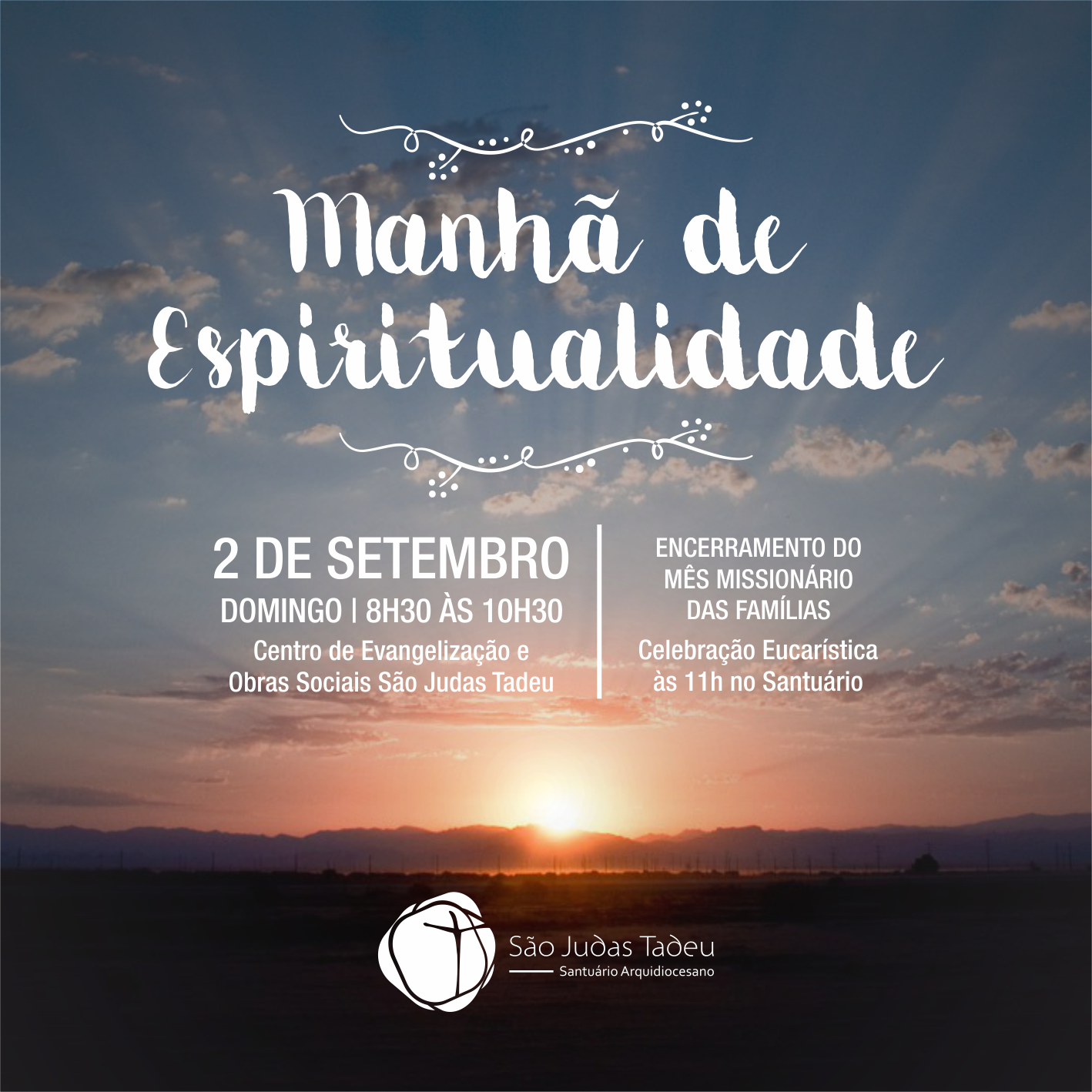 Participe da Manhã de Espiritualidade: 2 de setembro