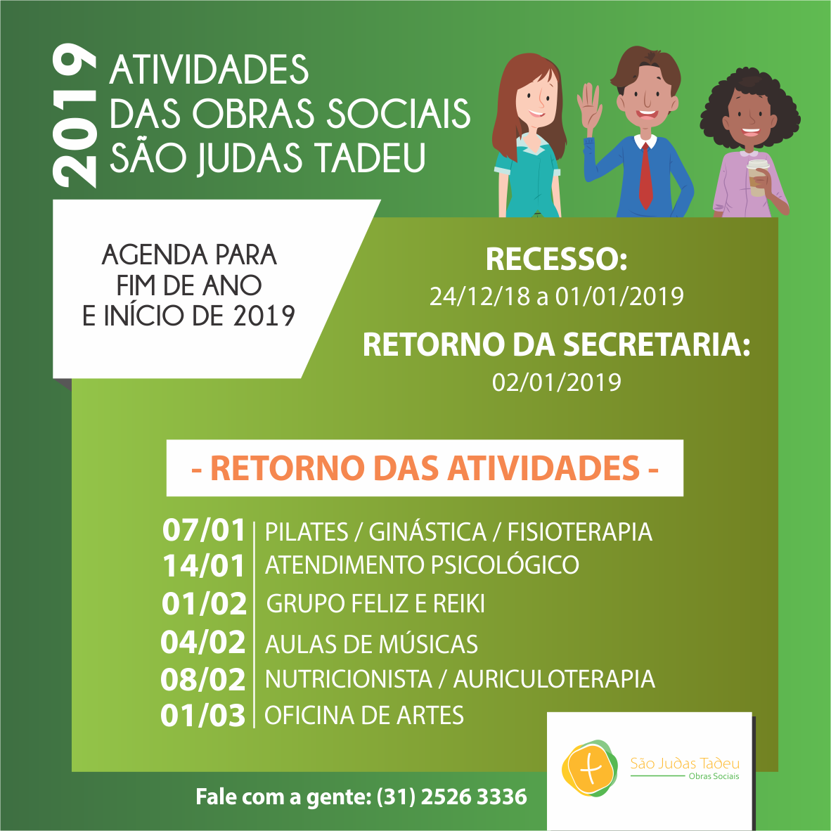 Confira a agenda de final de ano das Obras Sociais São Judas Tadeu