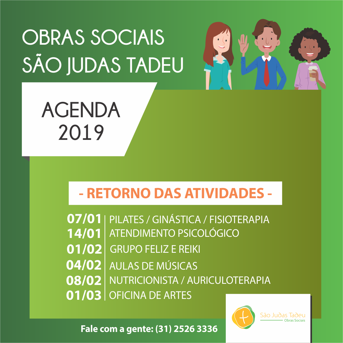 Garanta sua vaga nos cursos e serviços oferecidos pelas Obras Sociais São Judas Tadeu