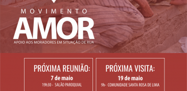 Movimento Amor se reúne nesta terça-feira para preparar ”Visita Missionária’