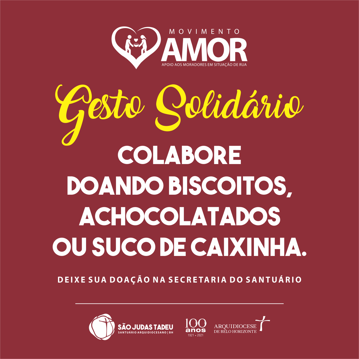 Faça um gesto solidário: doe biscoitos para o Movimento AMOR