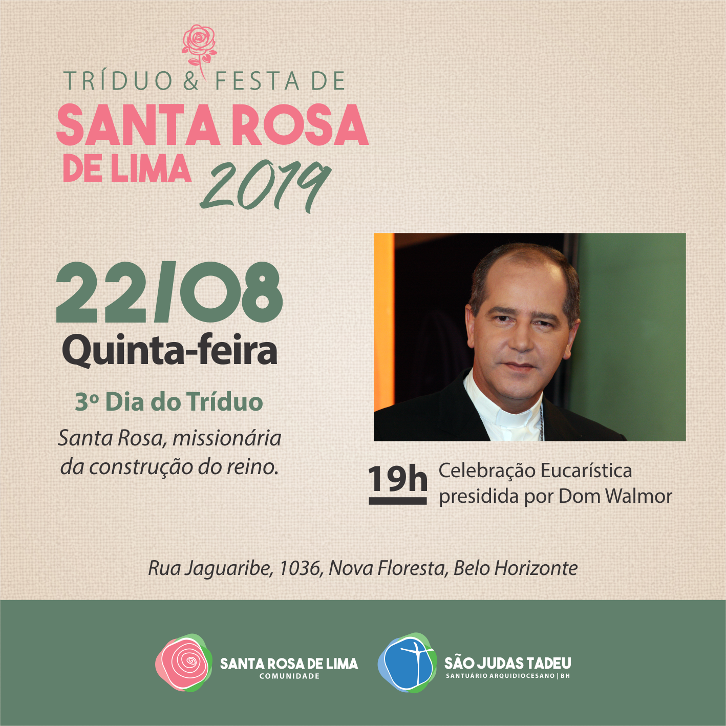 Missa com Dom Walmor, no último dia do “Tríduo Preparatório para Festa de Santa Rosa de Lima”