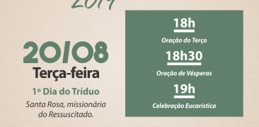 Tríduo Preparatório para Festa de Santa Rosa de Lima tem início nesta terça-feira