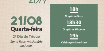 Participe do segundo dia do “Tríduo Preparatório para Festa de Santa Rosa de Lima”