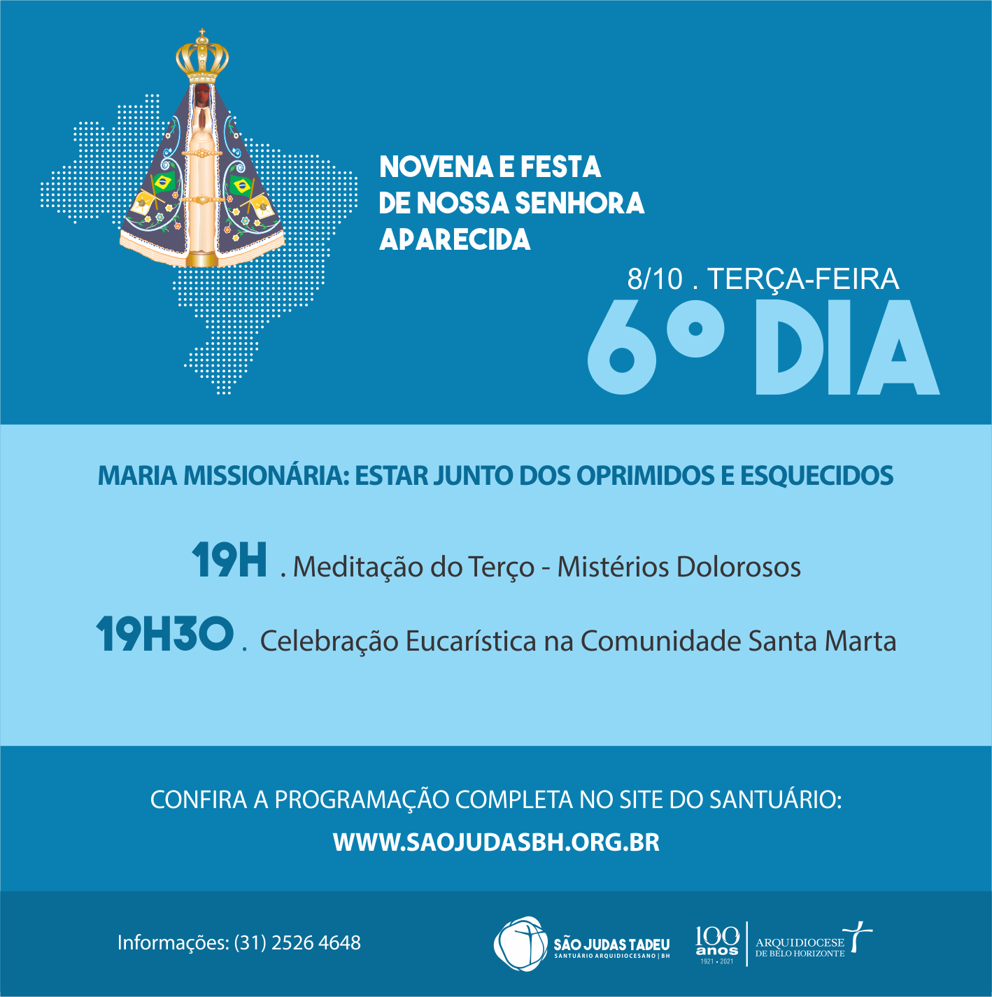 Participe das celebrações deste sexto dia da Novena de Aparecida