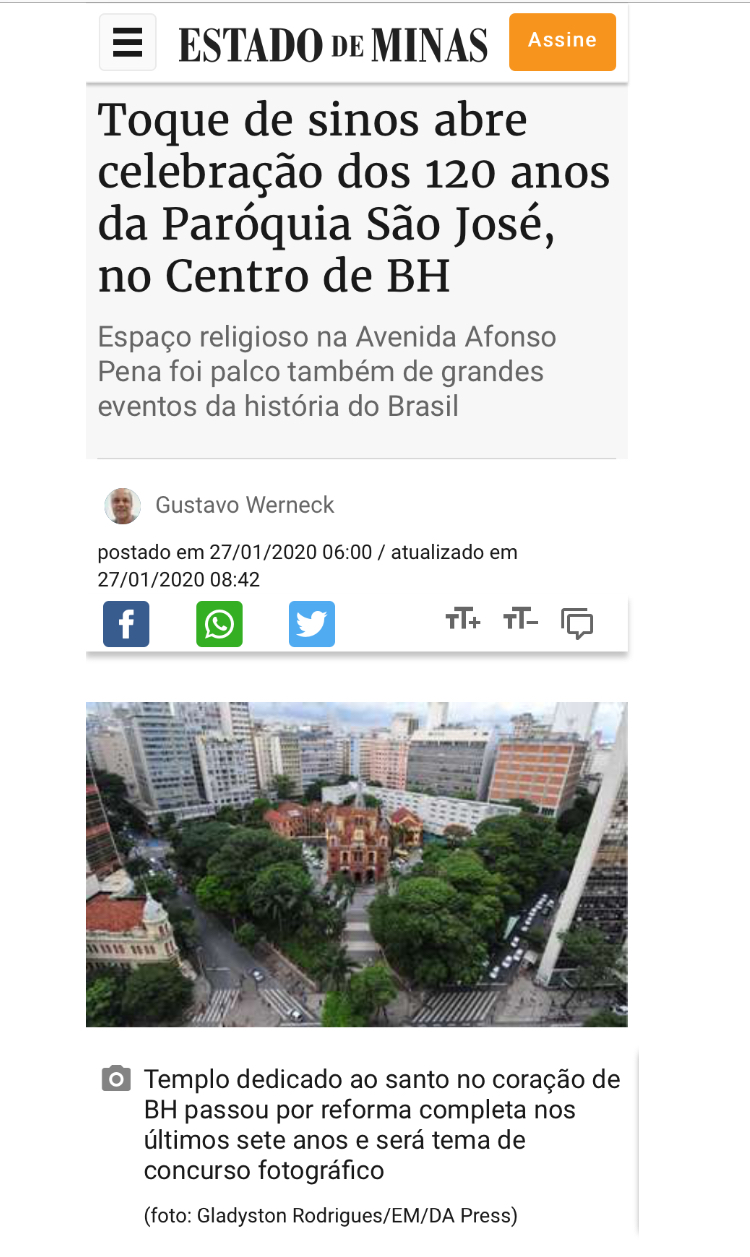 Igreja São José, No Centro De BH: Imprensa Destaca 120 Anos De História ...