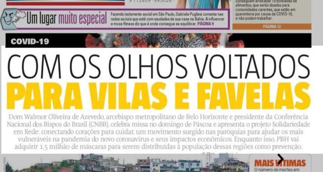 #SolidariedadeEmRede: “Com os olhos voltados para as vilas e favelas”, capa do jornal Aqui