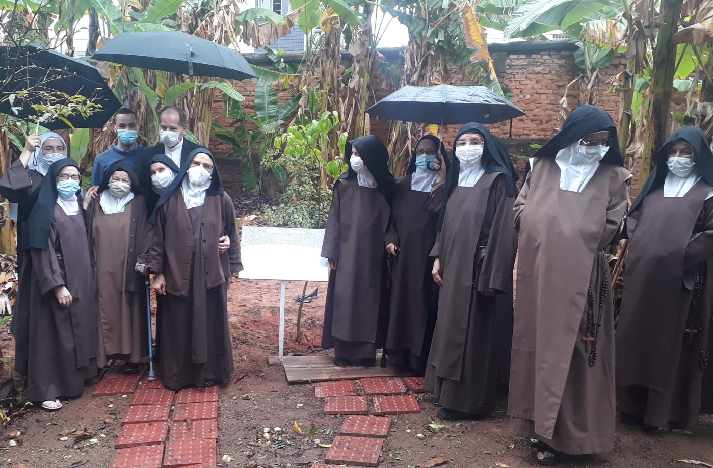 Dom Walmor e monjas Carmelitas Descalças plantam jequitibá em homenagem ao centenário da Arquidiocese