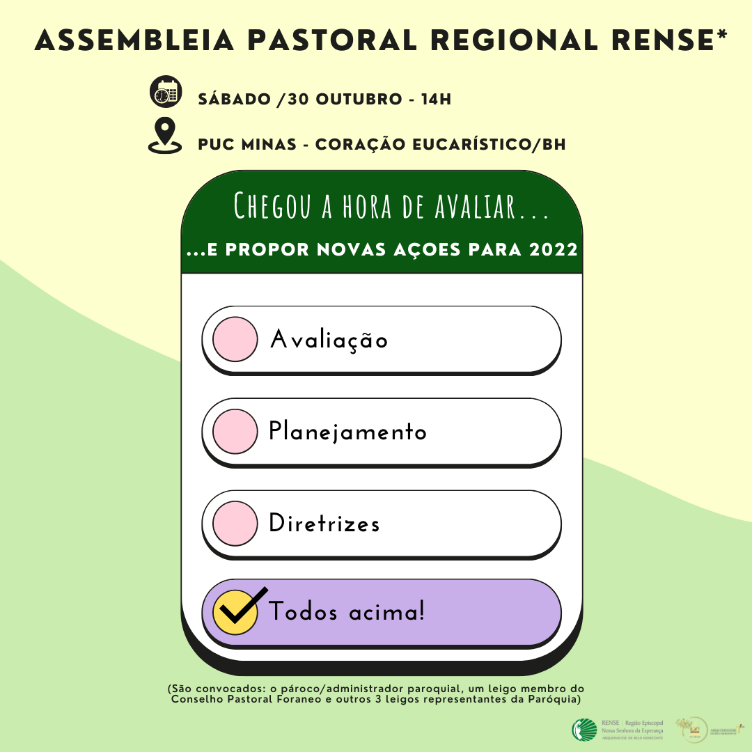 Rense: Assembleia Pastoral Regional acontece em 30 de outubro