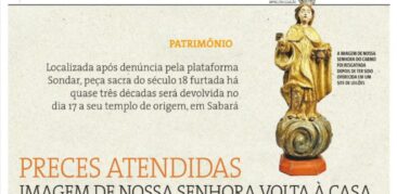 Destaque na mídia: Imagem de Nossa Senhora do Carmo, do século 18, retorna ao seu altar original, em Sabará