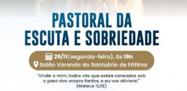 Pastoral da Escuta e Sobriedade convida para encontro terapêutico – 25 de novembro