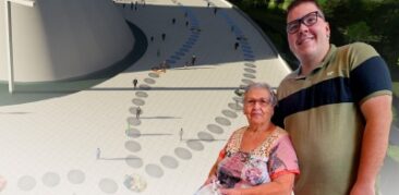 Praça das Famílias: avó e neto gravam seu amor na Catedral Cristo Rei